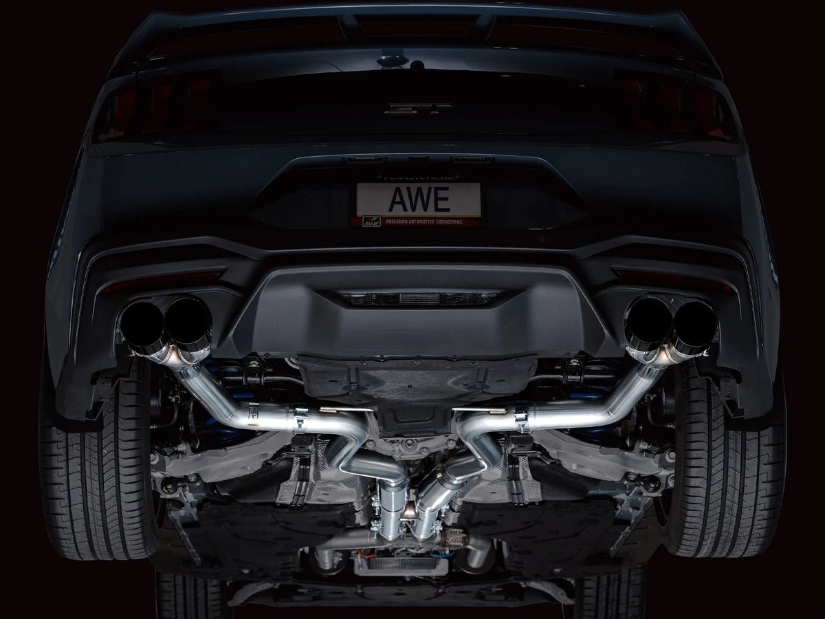 AWE 2024 Ford Mustang GT Fastback S650 RWD Track Edition Catback Exhaust w/ Quad Diamond Black Tips - 3020-43650