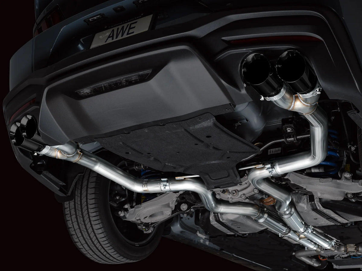 AWE 2024 Ford Mustang GT Fastback S650 RWD Track Edition Catback Exhaust w/ Quad Diamond Black Tips - 3020-43650