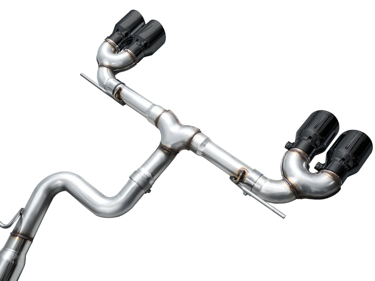 AWE MK8 Volkswagen Golf R 3in Track Edition Quad Exhaust - Diamond Black Tips - 3020-43658