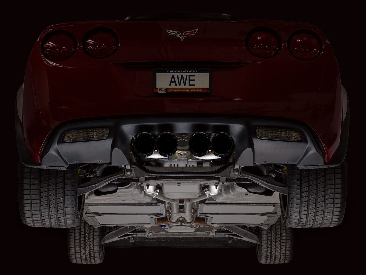 AWE Tuning 05-07 C6 Chevrolet Corvette 6.0L Track Edition Axleback Exhaust w/ Diamond Black Tips - 3020-43660 for 2005-2008 C
