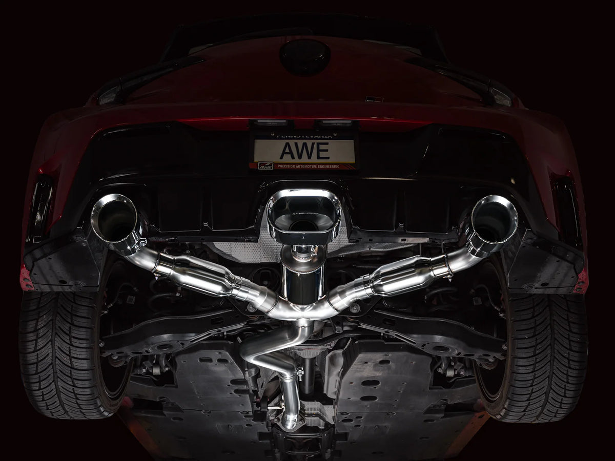 AWE 23-24 Toyota GR Corolla Track Edition Catback Exhaust - Chrome Silver Tips - 3020-52472