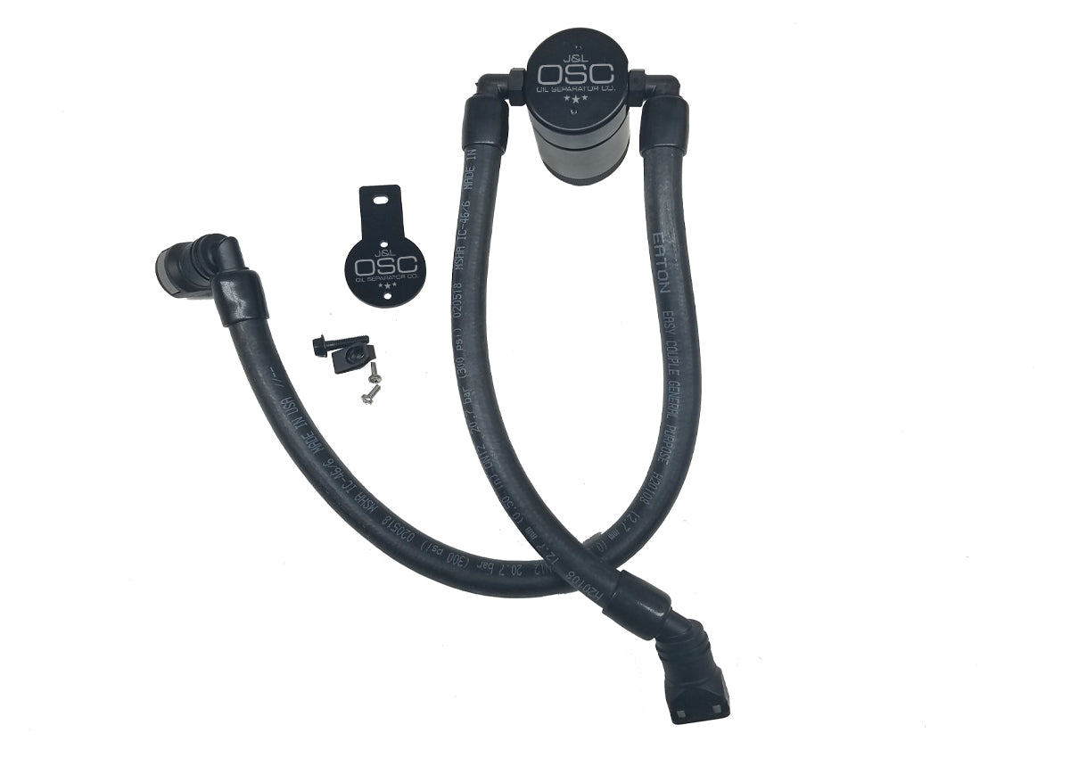 J&L 10-18 Ford Taurus Sho EcoBoost V6 Passenger Side Oil Separator 3.0 - Black Anodized - 3023P-B