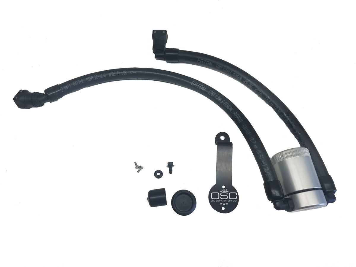 J&L 2018-2023 Ford Mustang GT Driver Side Oil Separator 3.0 - Clear Anodized - 3024D-C
