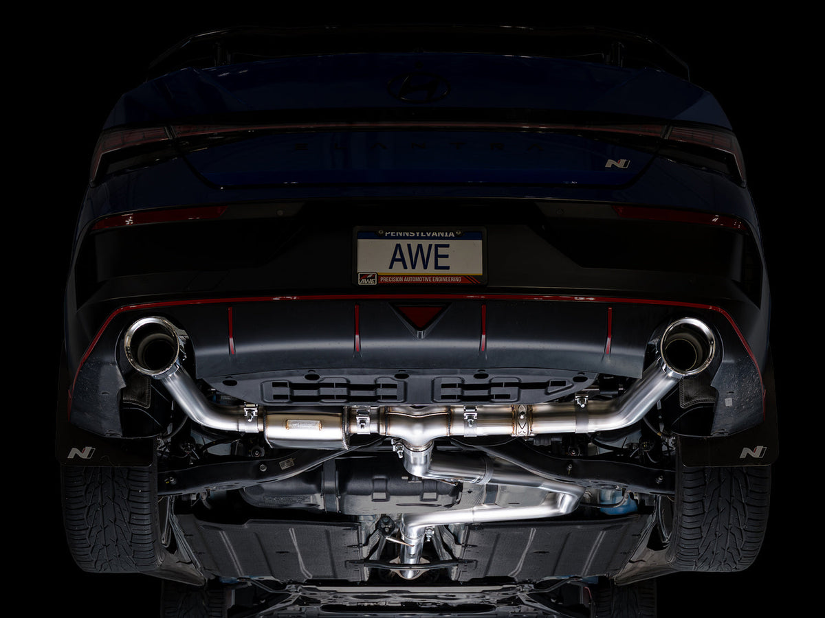 AWE 22-26 Hyundai Elantra N Track Edition Cat-Back Exhaust - Chrome Silver Tips - 3020-32237