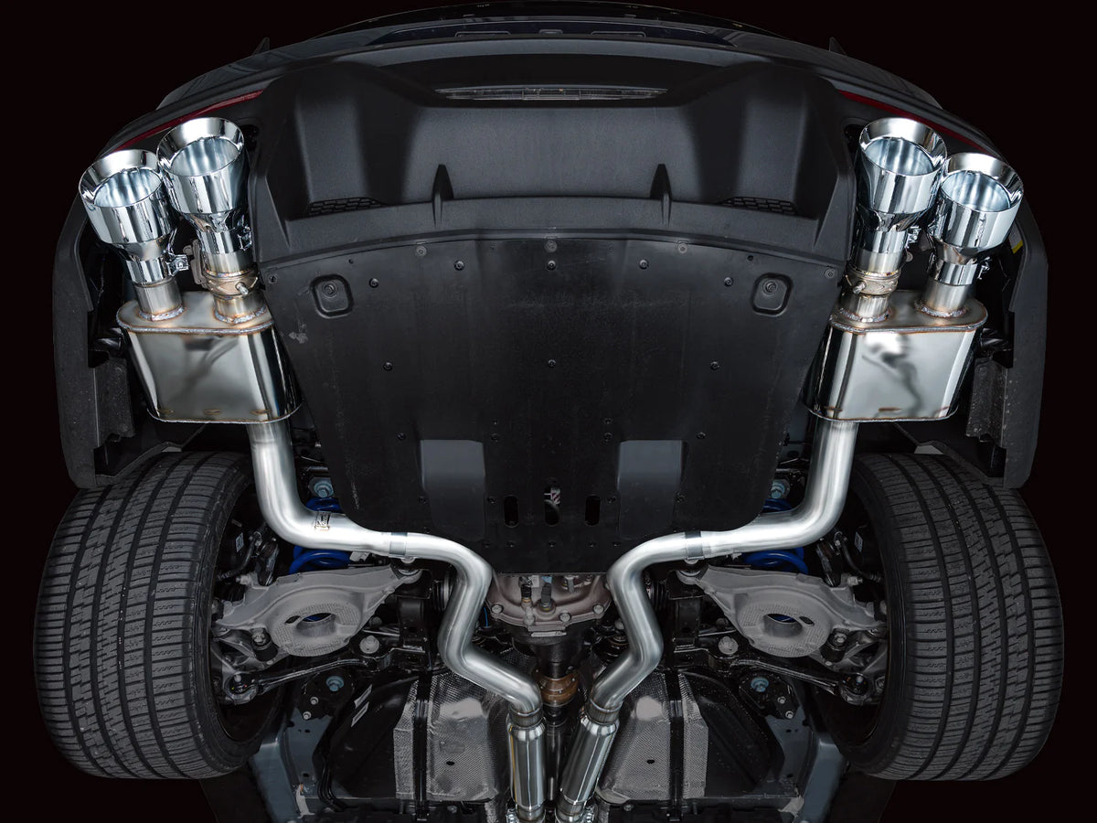 AWE 2024 Ford Mustang Dark Horse S650 RWD SwitchPath Catback Exhaust w/ Quad Chrome Silver Tips - 3025-42375