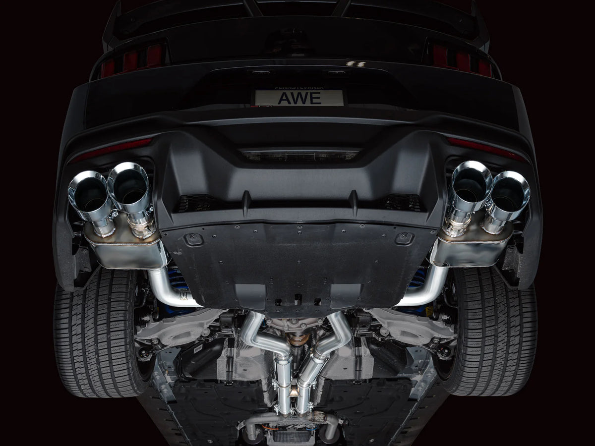 AWE 2024 Ford Mustang Dark Horse S650 RWD SwitchPath Catback Exhaust w/ Quad Chrome Silver Tips - 3025-42375
