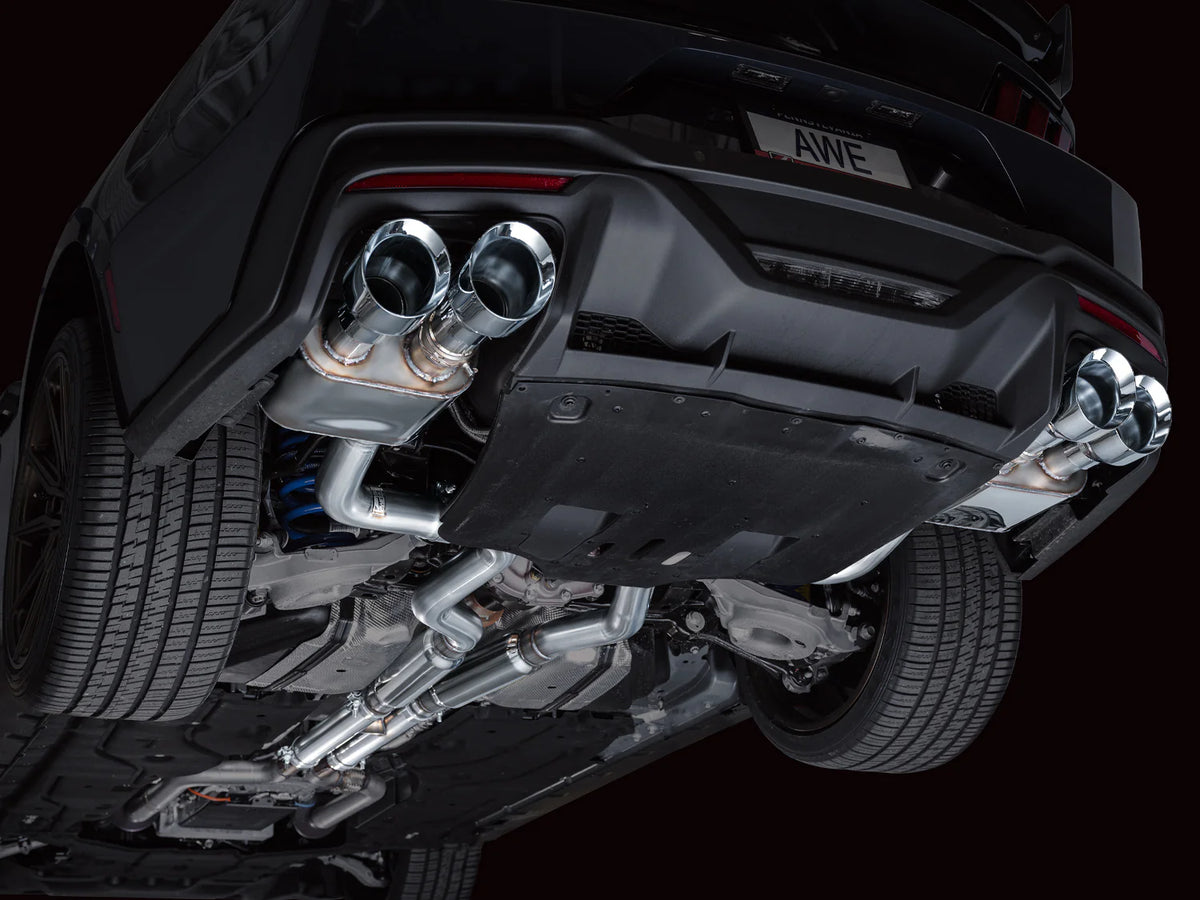 AWE 2024 Ford Mustang Dark Horse S650 RWD SwitchPath Catback Exhaust w/ Quad Chrome Silver Tips - 3025-42375