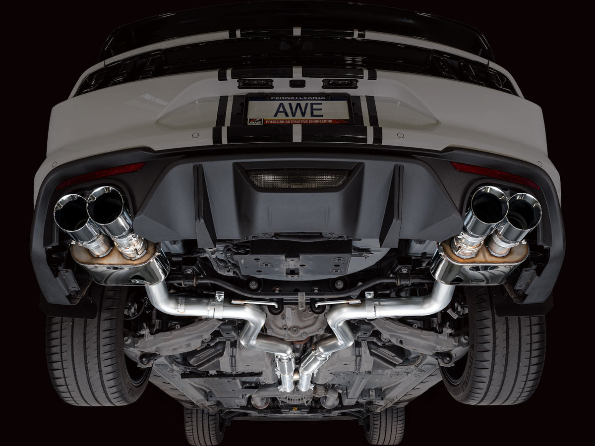 AWE 18-23 S550 Mustang GT SwitchPath Exhaust - Chrome Silver Tips - 3025-42550