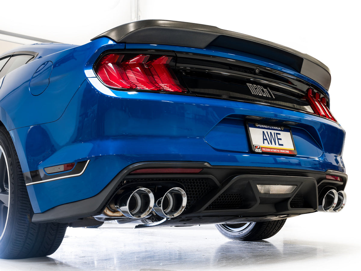AWE Tuning 21-23 Ford Mustang Mach 1 SwitchPath Cat Back Exhaust w/ Quad Chrome Silver Tips - 3025-42551