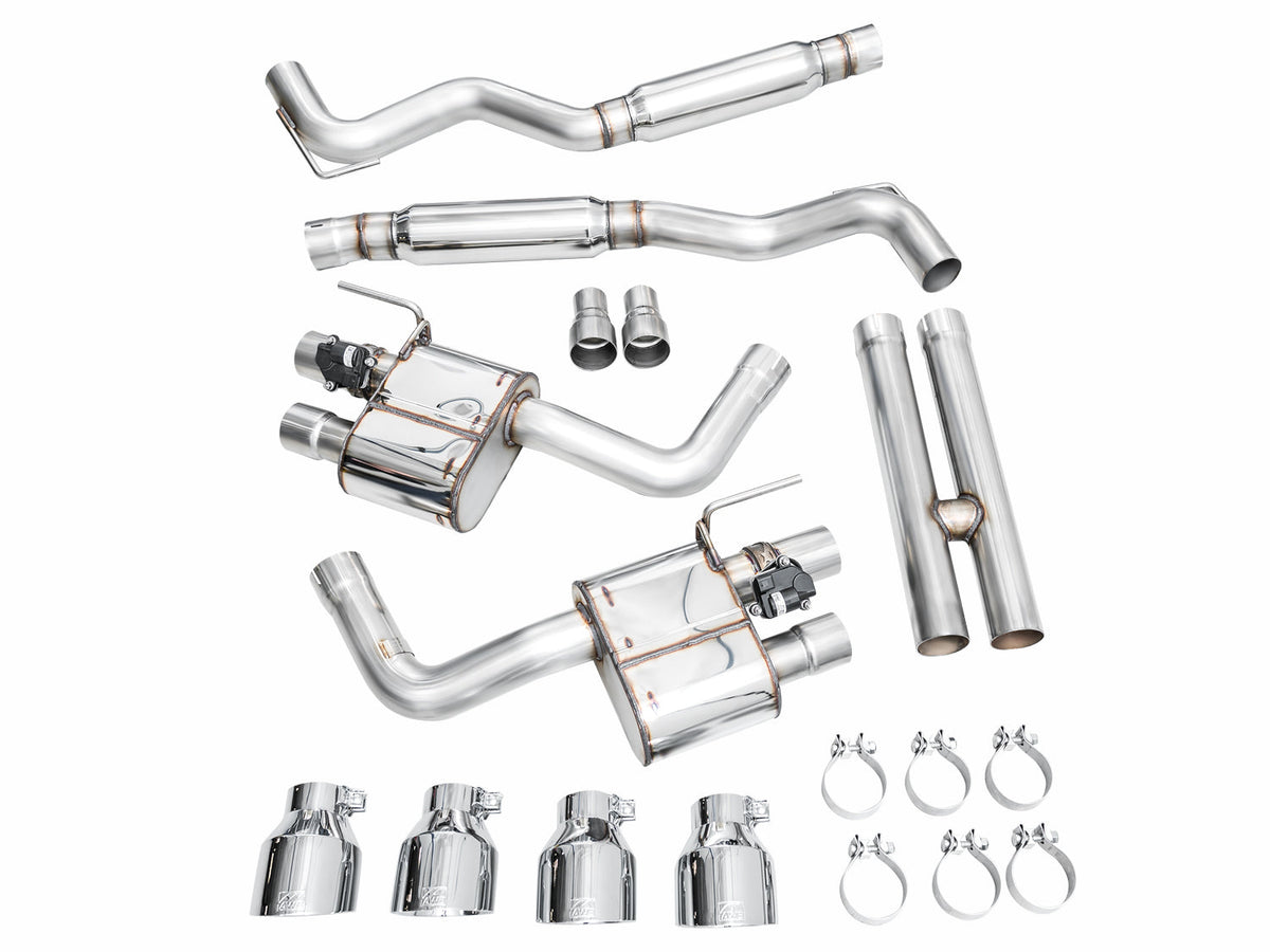 AWE Tuning 21-23 Ford Mustang Mach 1 SwitchPath Cat Back Exhaust w/ Quad Chrome Silver Tips - 3025-42551