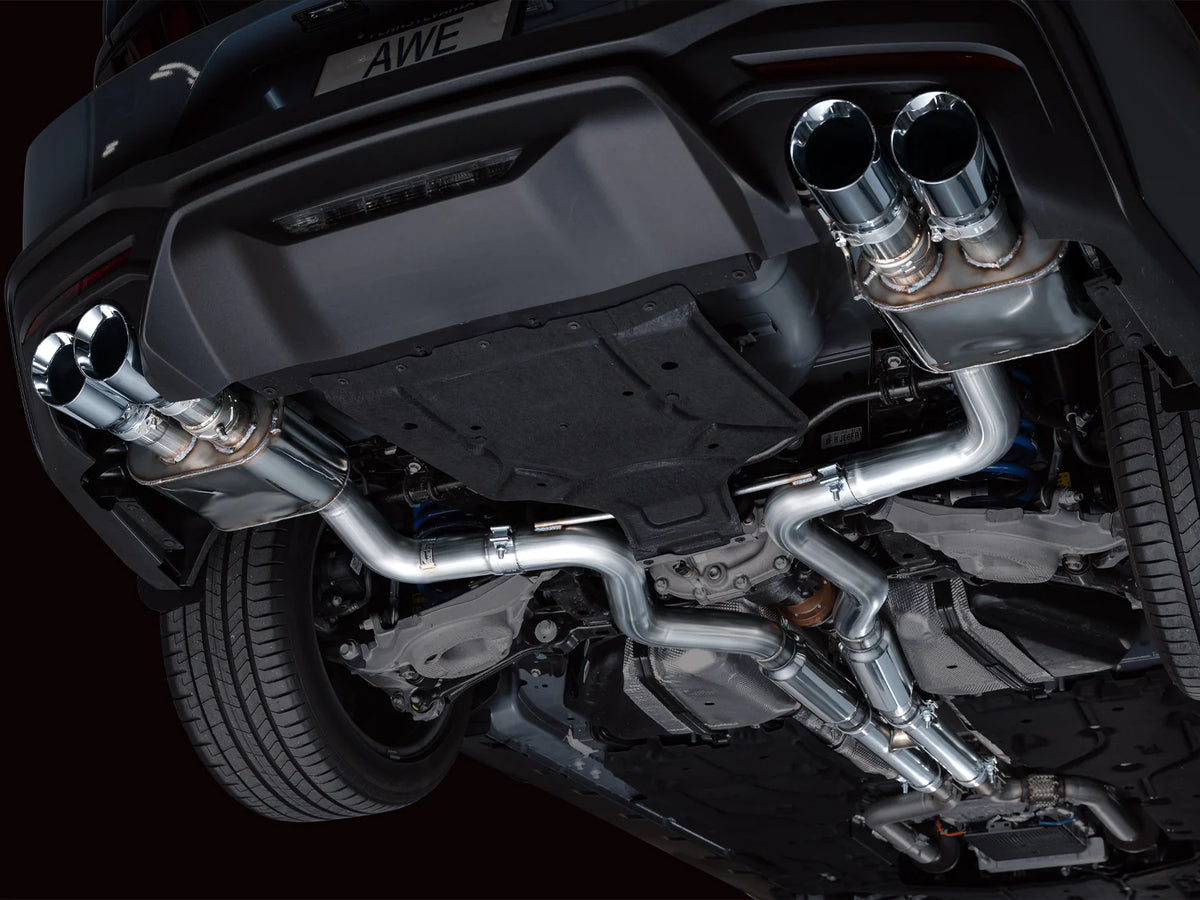 AWE 2024 Ford Mustang GT Fastback S650 RWD SwitchPath Catback Exhaust w/ Quad Chrome Silver Tips - 3025-42650