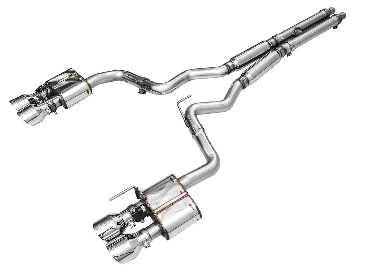 AWE 2024 Ford Mustang Dark Horse S650 RWD SwitchPath Catback Exhaust w/ Quad Chrome Silver Tips - 3025-42375