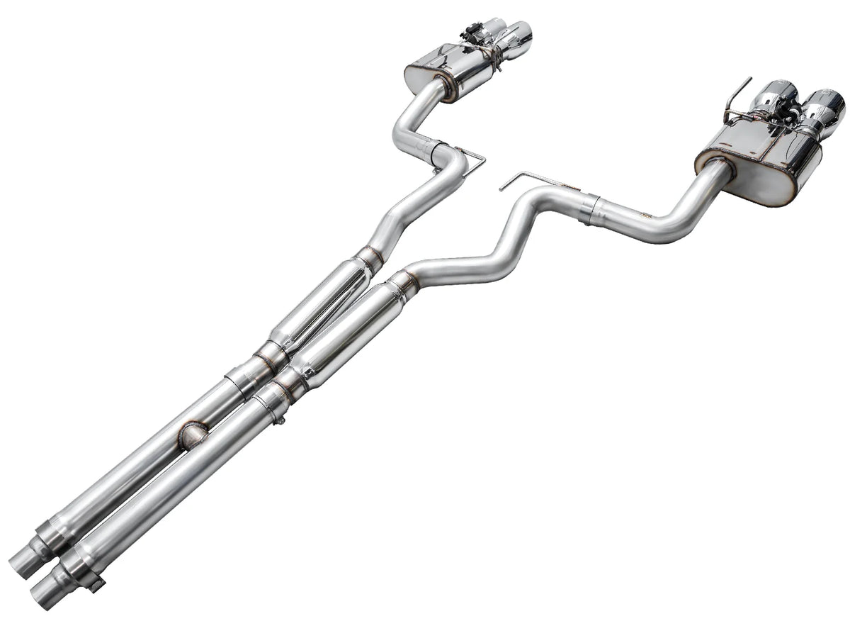 AWE 2024 Ford Mustang Dark Horse S650 RWD SwitchPath Catback Exhaust w/ Quad Chrome Silver Tips - 3025-42375