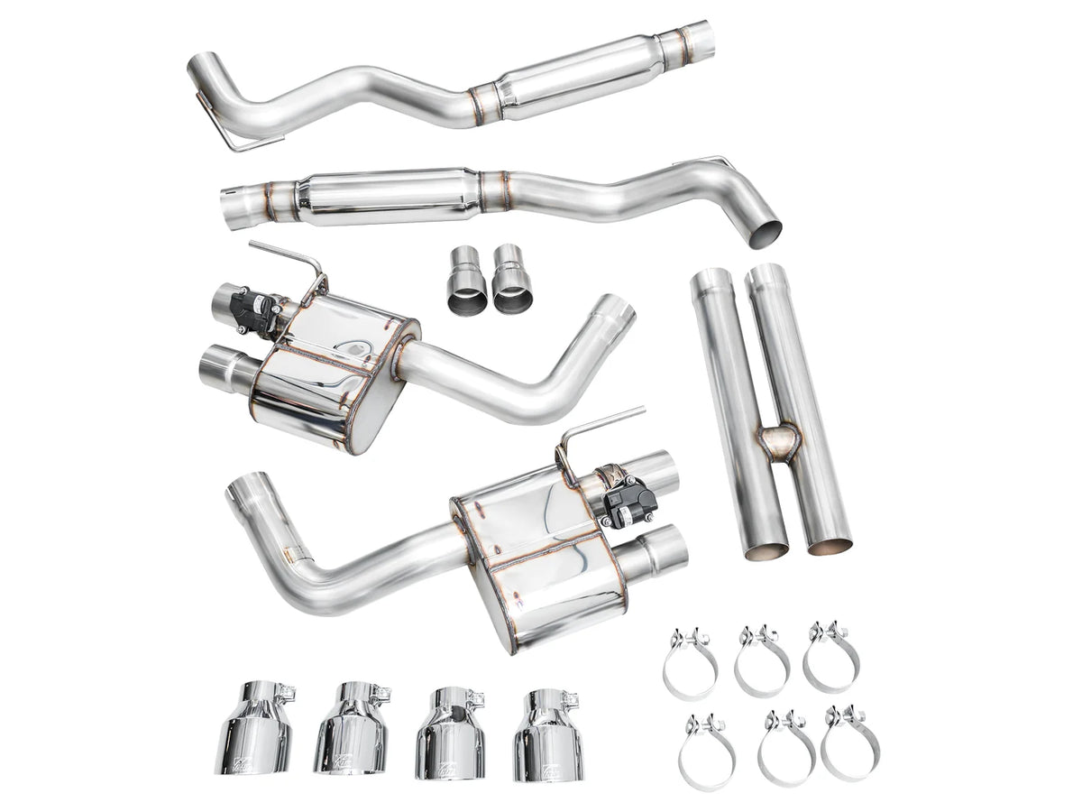 AWE 2024 Ford Mustang Dark Horse S650 RWD SwitchPath Catback Exhaust w/ Quad Chrome Silver Tips - 3025-42375