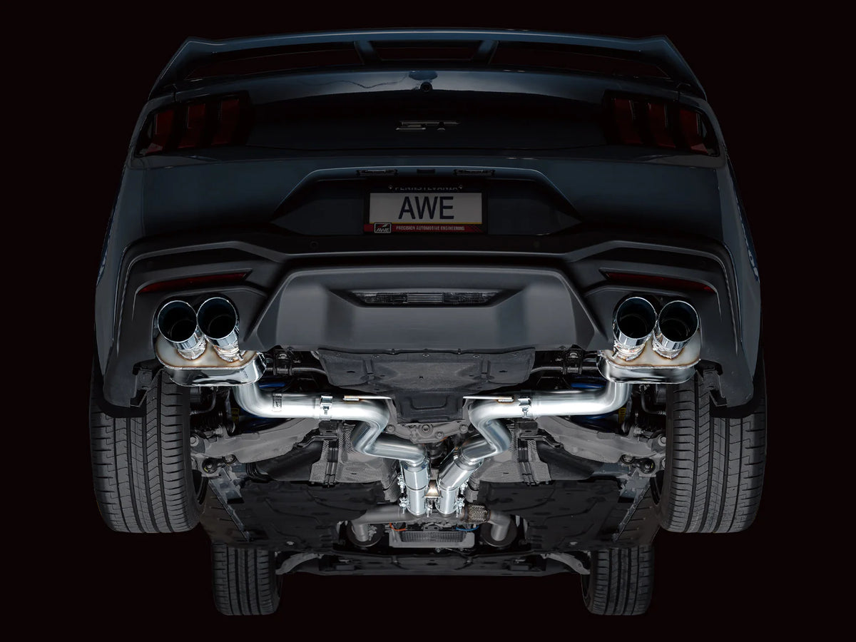 AWE 2024 Ford Mustang GT Fastback S650 RWD SwitchPath Catback Exhaust w/ Quad Chrome Silver Tips - 3025-42650