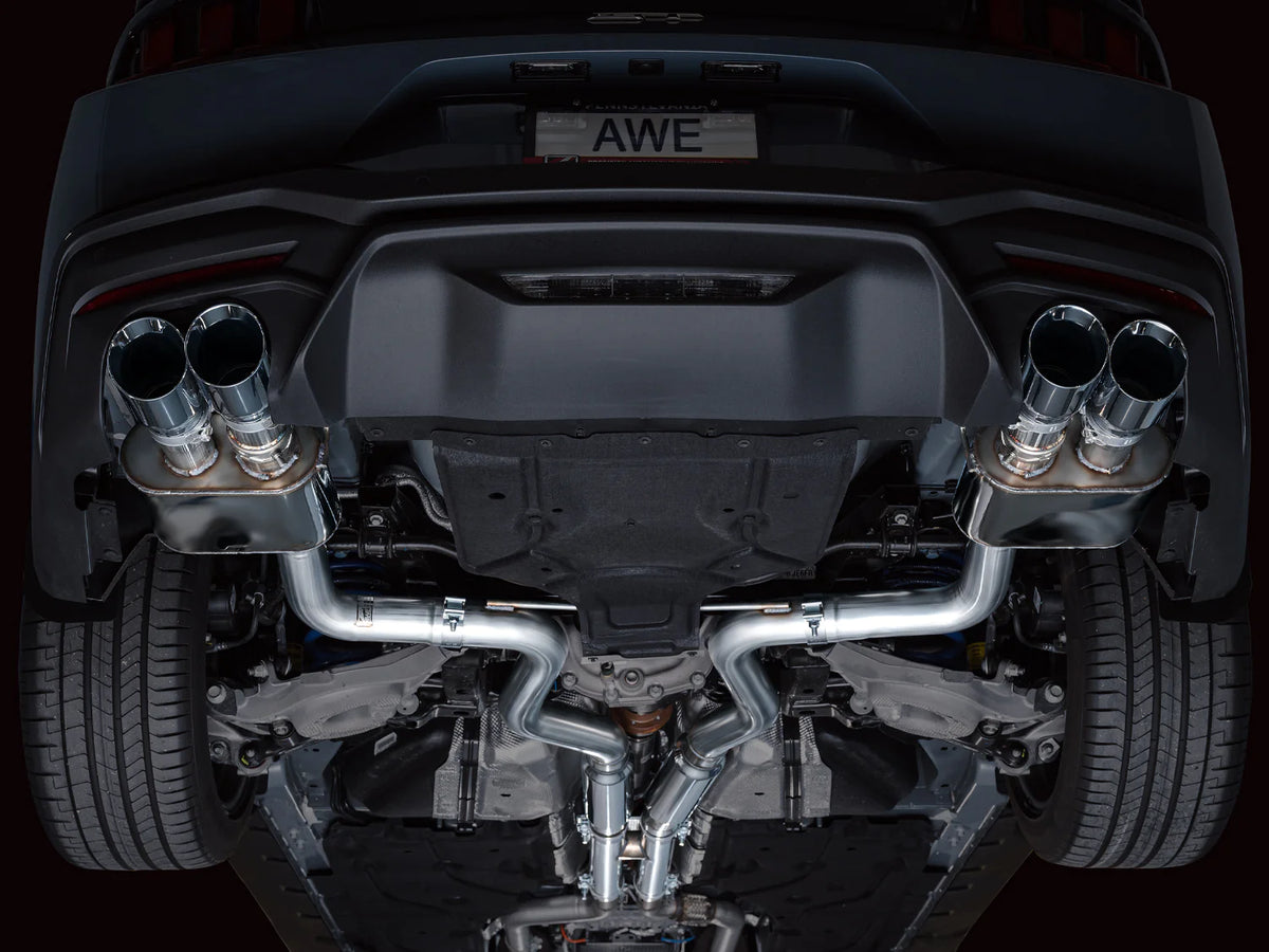 AWE 2024 Ford Mustang GT Fastback S650 RWD SwitchPath Catback Exhaust w/ Quad Chrome Silver Tips - 3025-42650