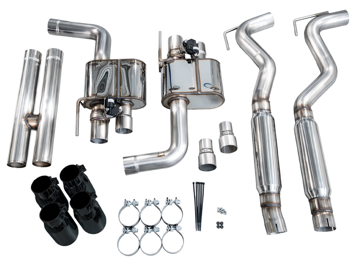 AWE 18-23 S550 Mustang GT SwitchPath Exhaust - Diamond Black Tips - 3025-43550