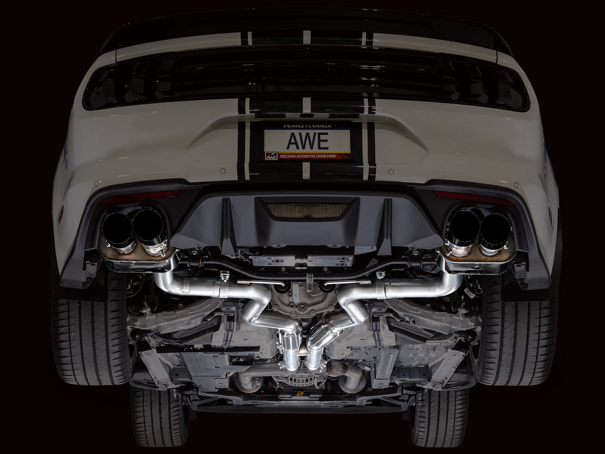 AWE 18-23 S550 Mustang GT SwitchPath Exhaust - Diamond Black Tips - 3025-43550