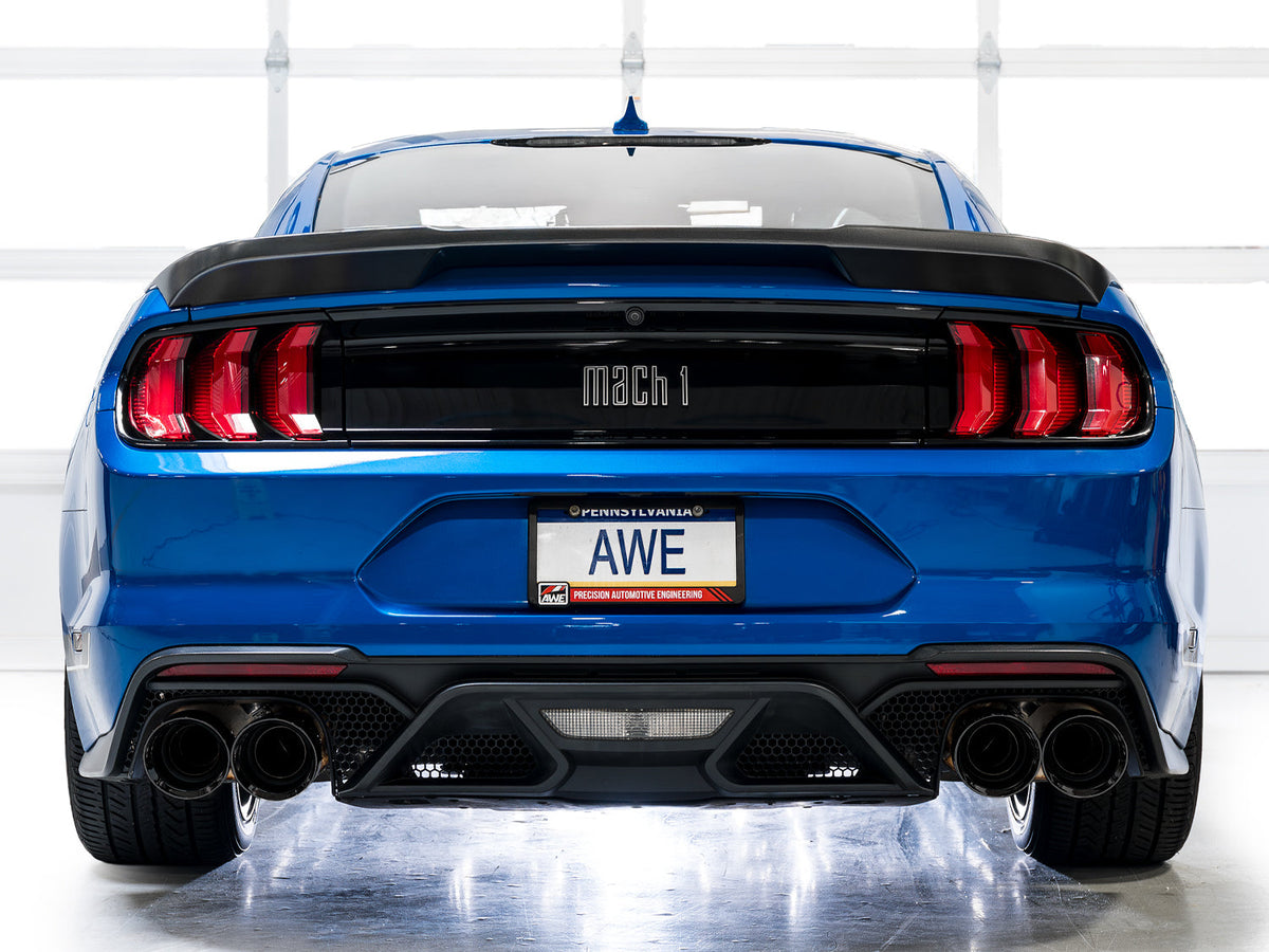 AWE Tuning 21-23 Ford Mustang Mach 1 SwitchPath Cat Back Exhaust w/ Quad Diamond Black Tips - 3025-43551