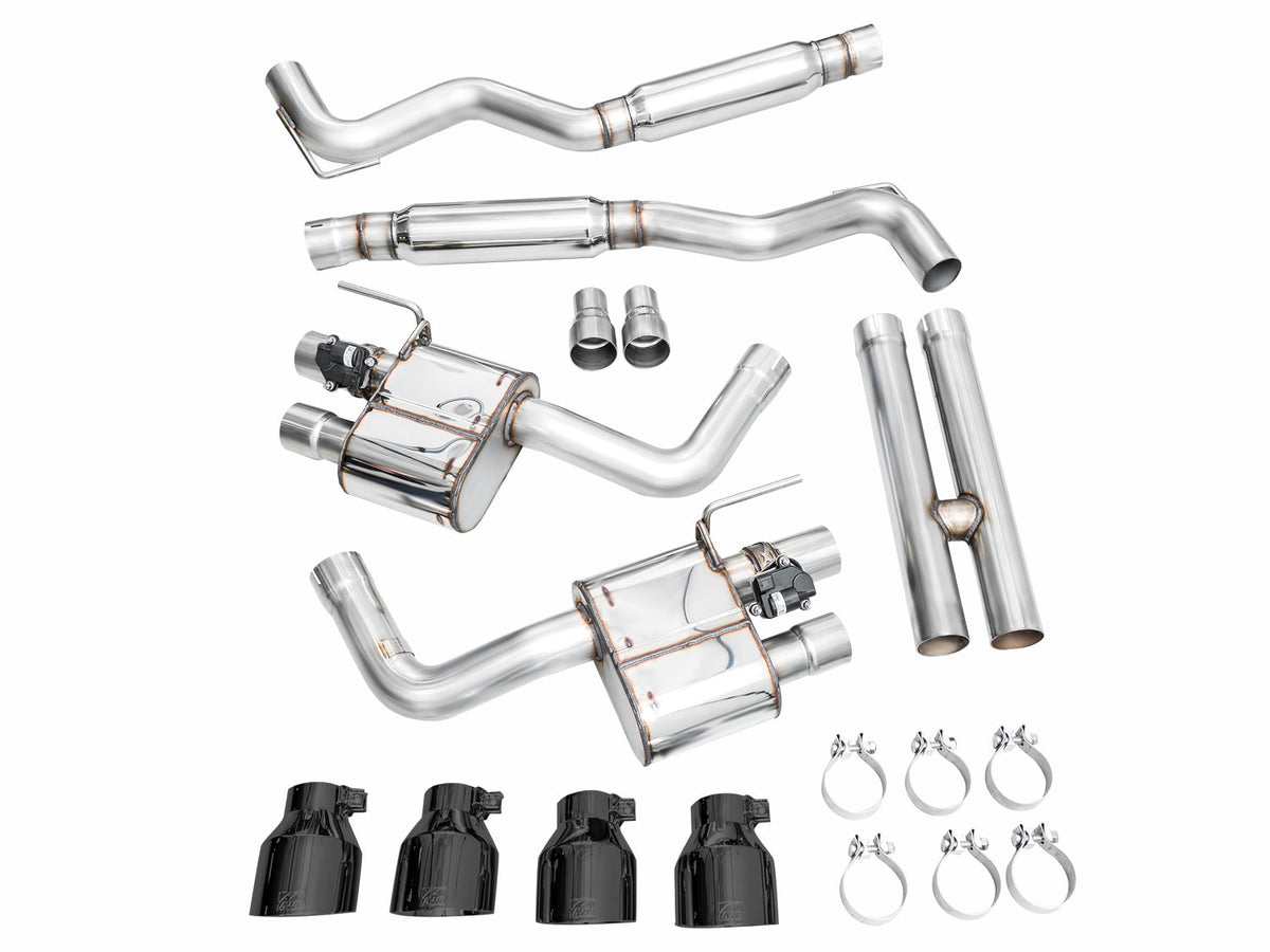 AWE Tuning 21-23 Ford Mustang Mach 1 SwitchPath Cat Back Exhaust w/ Quad Diamond Black Tips - 3025-43551