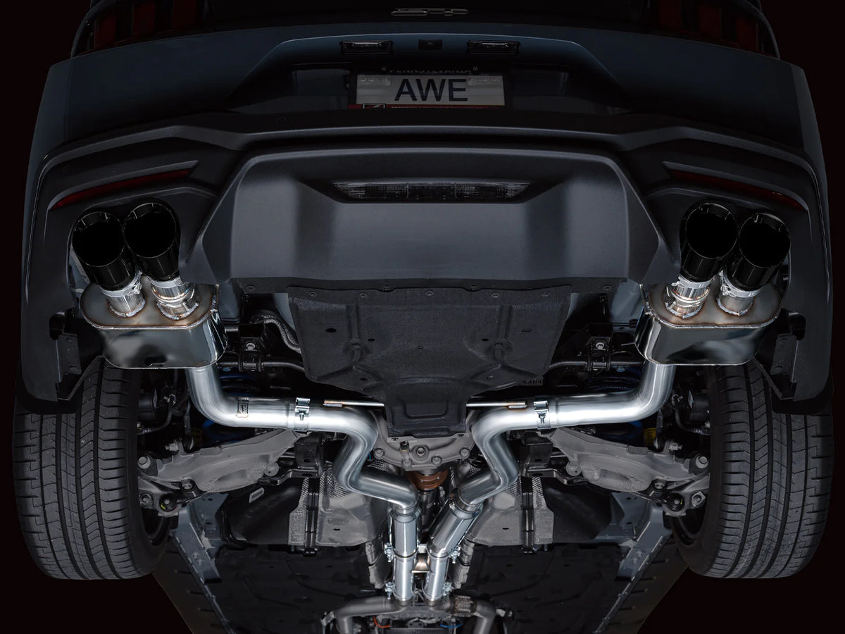 AWE 2024 Ford Mustang GT Fastback S650 RWD SwitchPath Catback Exhaust w/ Quad Diamond Black Tips - 3025-43650