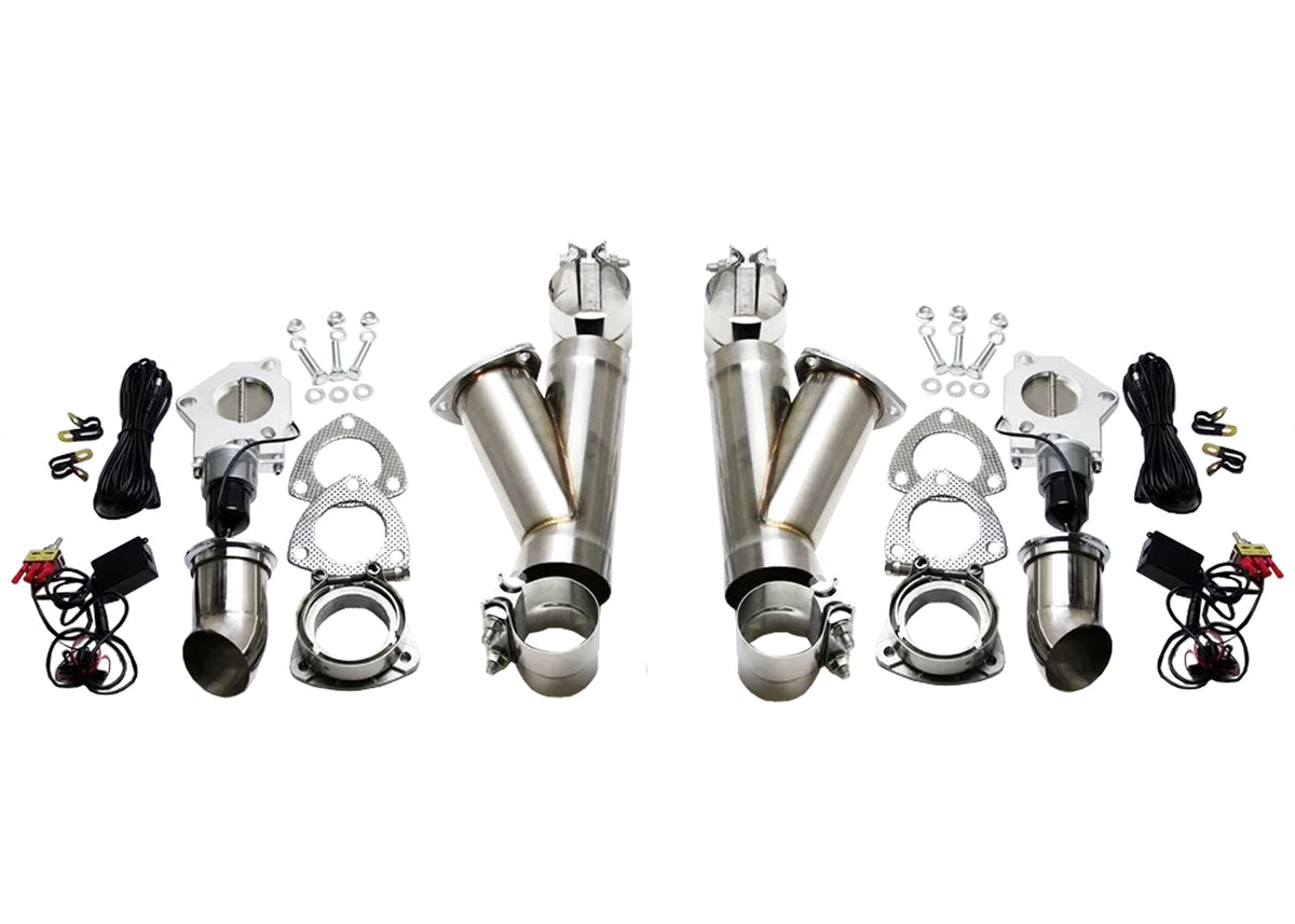 Granatelli 2.5in Aluminized Mild Steel Electronic Dual Exhaust Cutout System w/Slip Fit & Band Clamp - 302525K