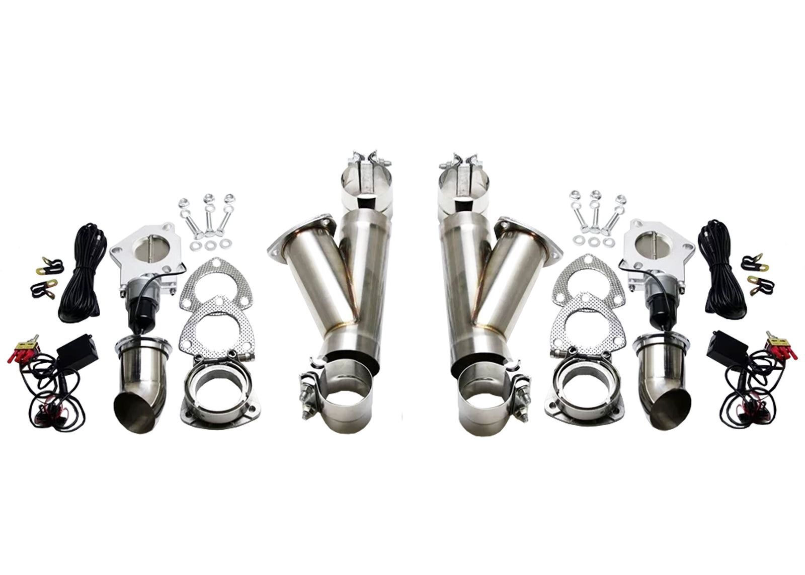 Granatelli 2.5in Aluminized Mild Steel Electronic Dual Exhaust Cutout System w/Slip Fit & Band Clamp - 302525K