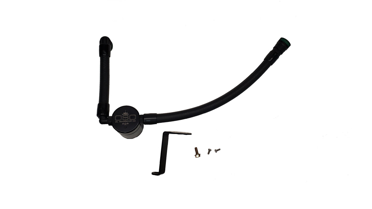 J&L 15-24 Ford Transit 150/250/350 3.5L EcoBoost Passenger Side Oil Separator 3.0 - Black Anodiz - 3025P-B