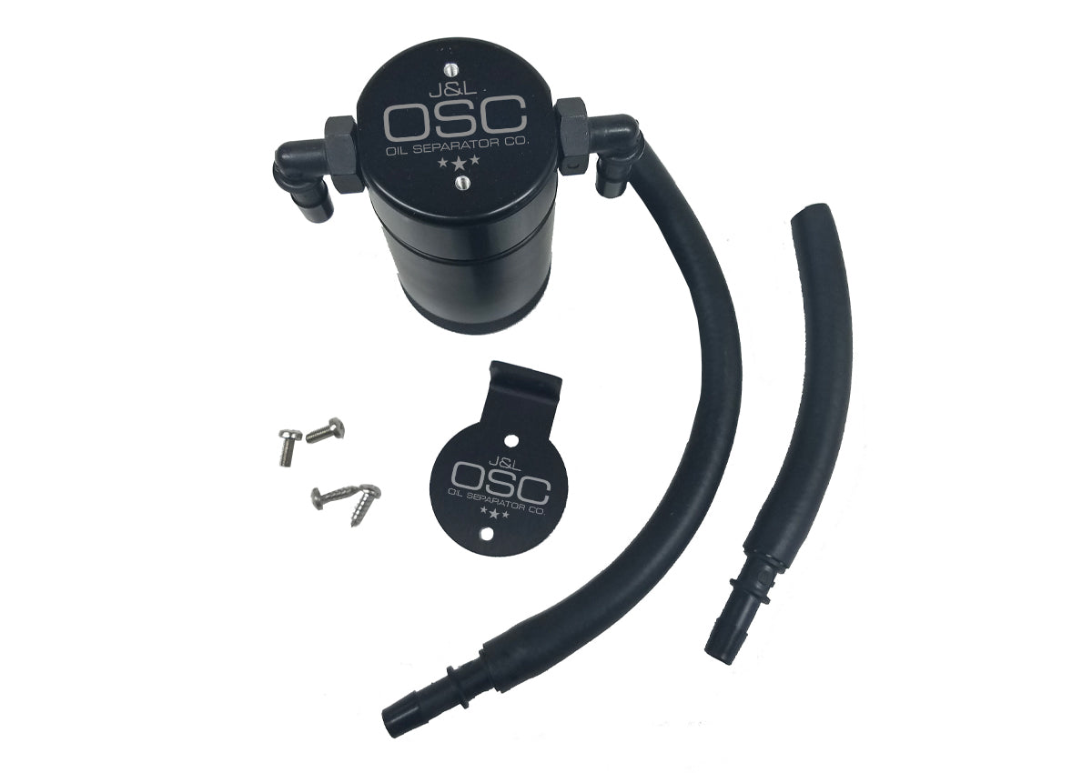 J&L 99-04 Ford Lightning Passenger Side Oil Separator 3.0 - Black Anodized - 3027P-B