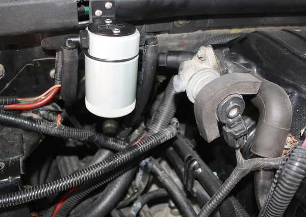 J&L 99-04 Ford Lightning Passenger Side Oil Separator 3.0 - Clear Anodized - 3027P-C