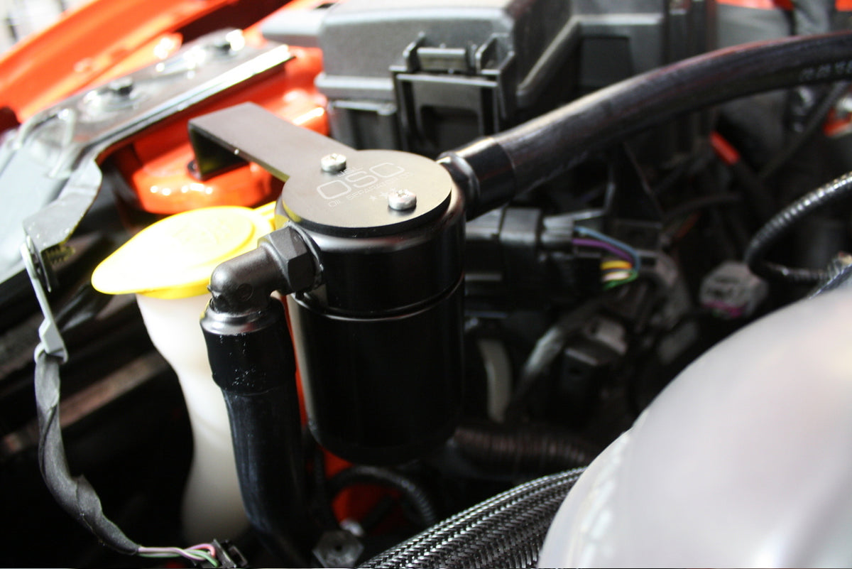 J&L Supercharged 11-23 Ford Mustang GT/15-20 GT350 Passenger Side Oil Separator 3.0 - Black Anod - 3030P-B