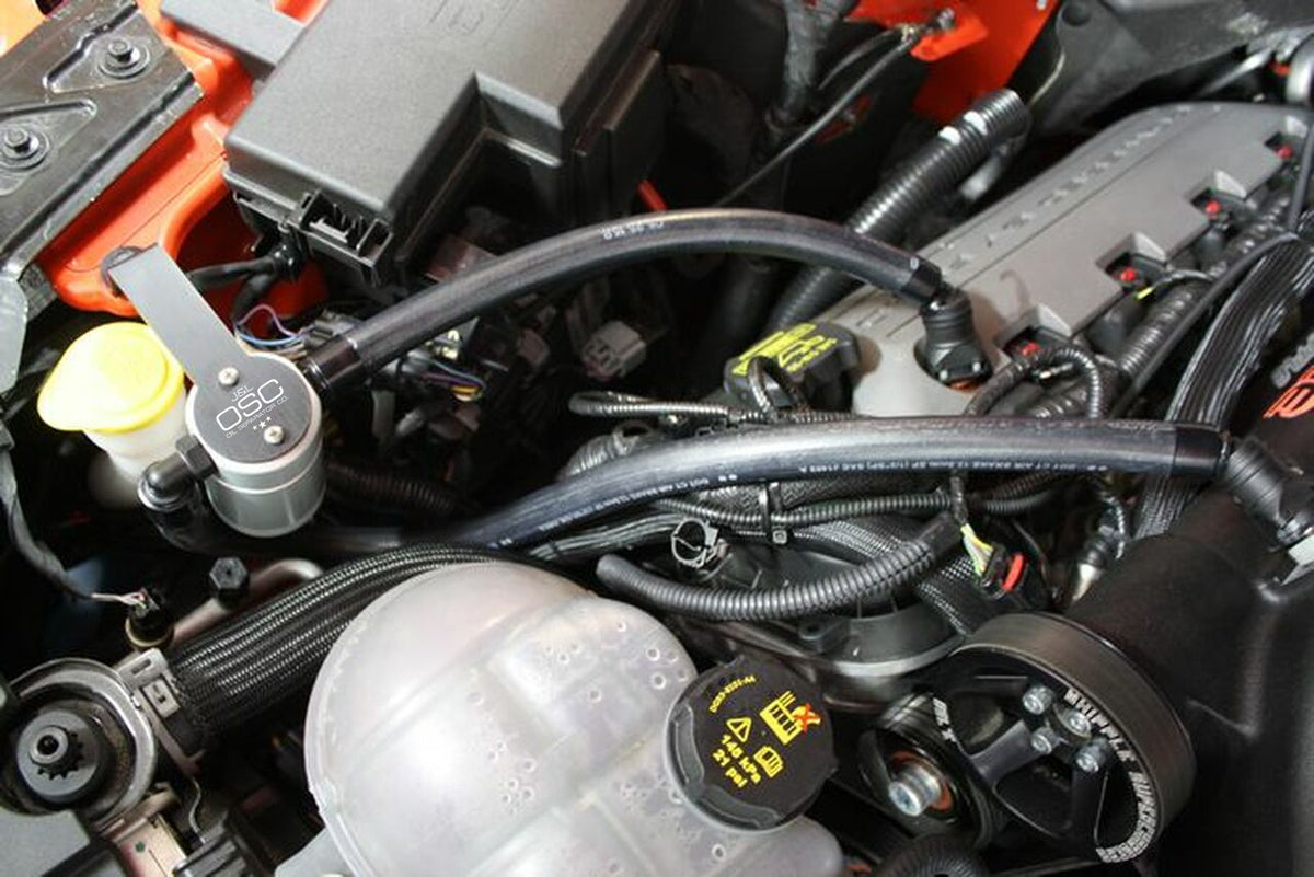J&L Supercharged 11-23 Ford Mustang GT/15-20 GT350 Passenger Side Oil Separator 3.0 - Clear Anod - 3030P-C