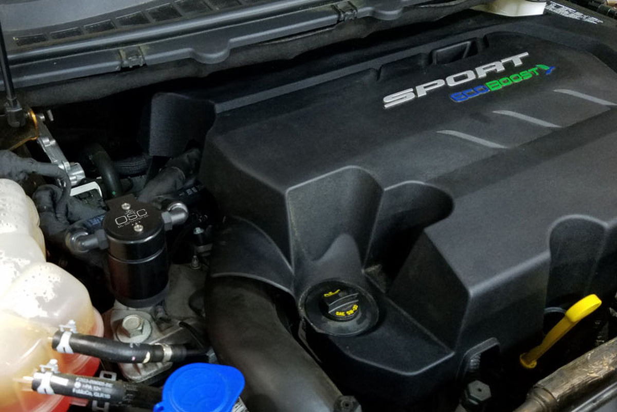 J&L 2015-2024 Ford Edge Sport/ST Passenger Side Oil Separator 3.0 - Black Anodized - 3031P-B