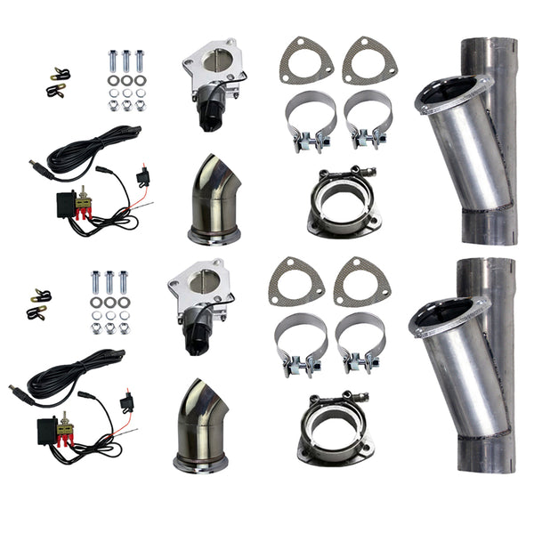 Granatelli 2.5in Aluminized Mild Steel Electronic Dual Exhaust Cutout w/Slip Fit & Band Clamp - 303525D