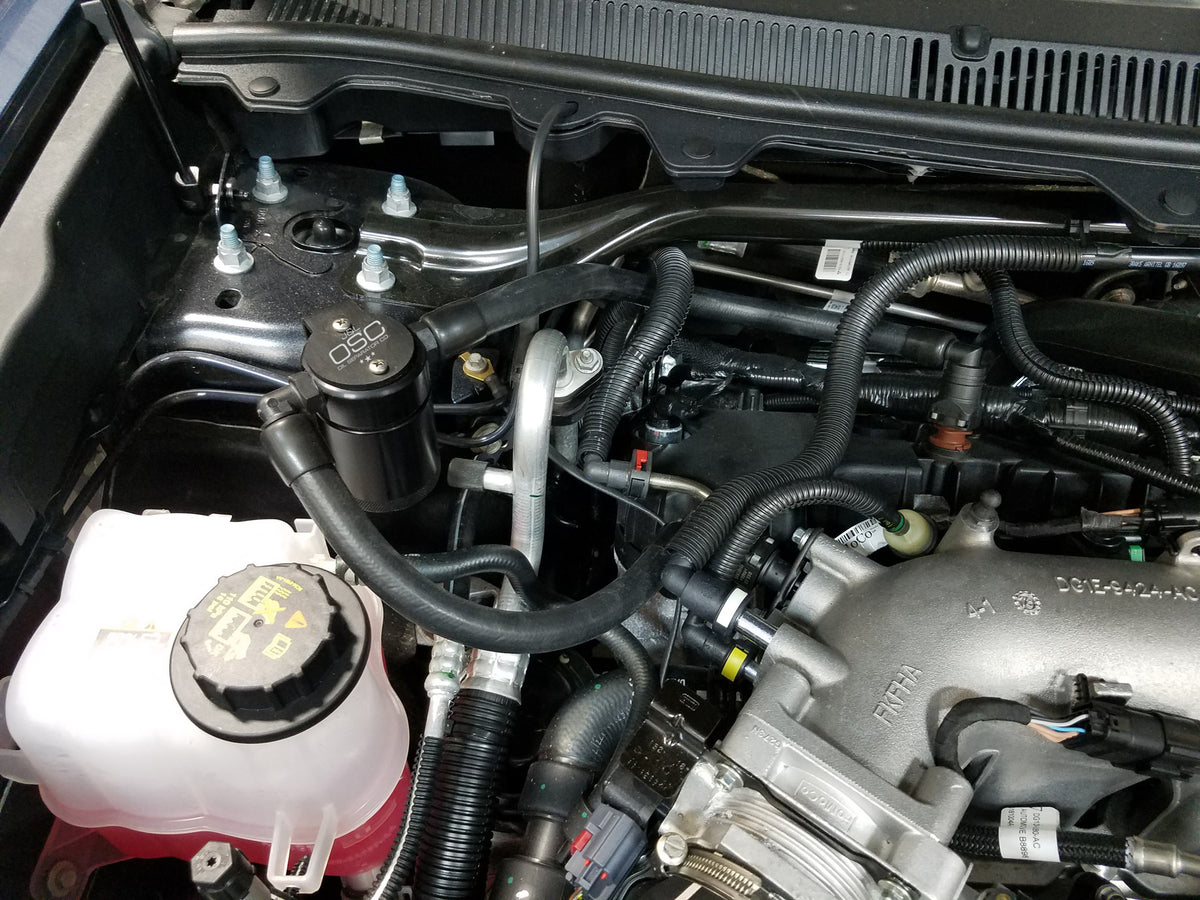 J&L 10-19 Ford Flex EcoBoost V6 Passenger Side Oil Separator 3.0 - Black Anodized - 3035P-B