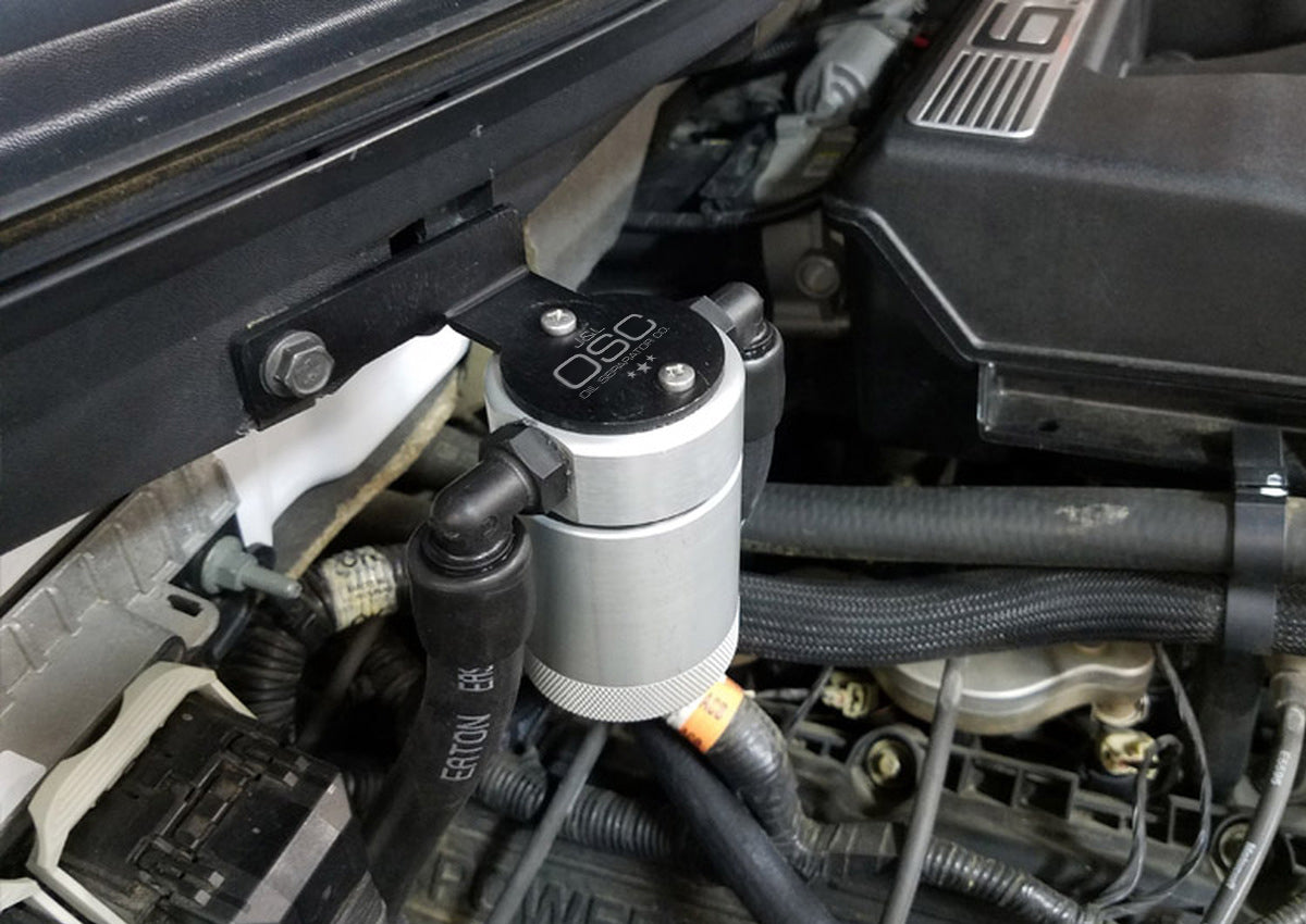 J&L 11-14 Ford F-150/Ford F-150 Raptor 6.2L Passenger Side Oil Separator 3.0 - Clear Anodized - 3036P-C