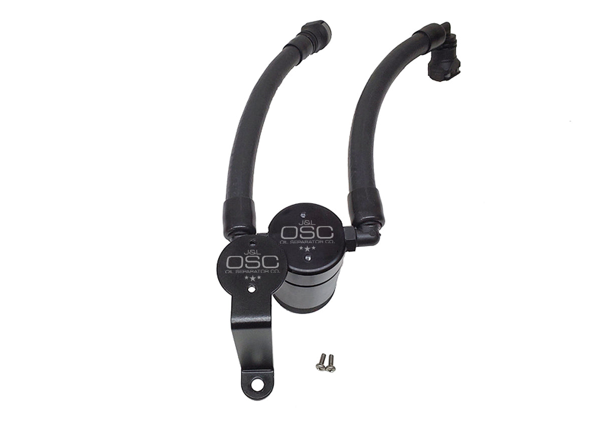 J&L 07-14 Ford Mustang GT500 Oil Separator 3.0 Passenger Side (Remote Mount) - Black Anodized - 3040P-B
