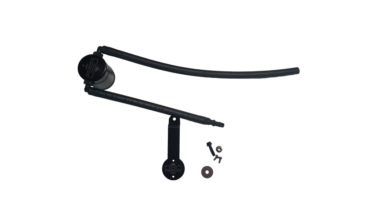 J&L 86-93 Ford Mustang 5.0 302 Passenger Side Oil Separator 3.0 - Black Anodized - 3045P-B
