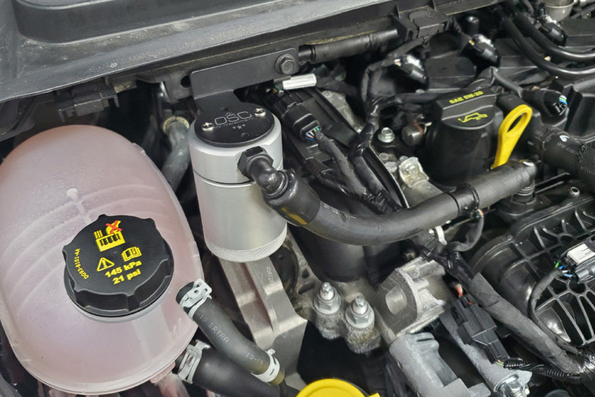 J&L 16-19 Ford Escape 1.5L EcoBoost Passenger Side Oil Separator 3.0 - Clear Anodized - 3053P-C