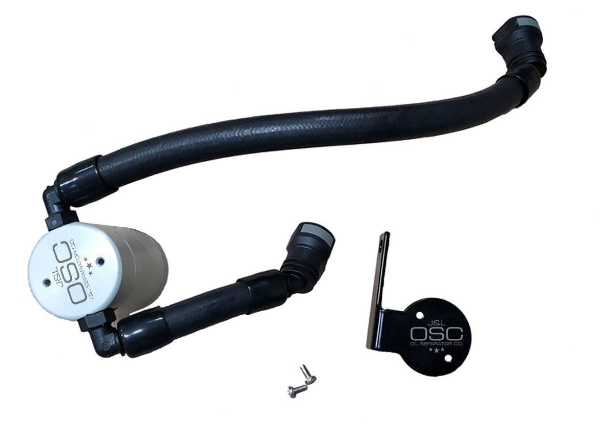J&L 2020-2022 Ford Mustang GT500 Passenger Side Oil Separator 3.0 - Clear Anodized - 3054P-C