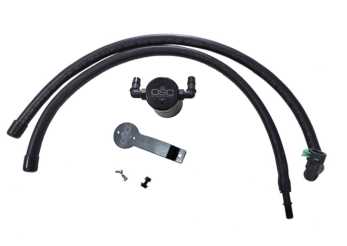 J&L 2020-2024 Ford Explorer 2.3L EcoBoost Driver Side Oil Separator 3.0 - Black Anodized - 3055D-B