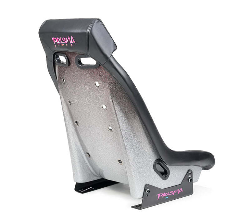 NRG GT Retro Bucket Seat - Black PVC Leather Black Stitching Multicolor Fiberglass Back w/ Glitter - PRI-100BK-H - close-up view 2