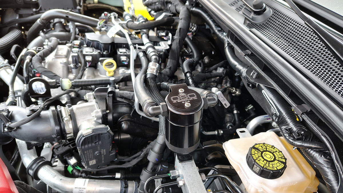 J&L 2025 Ford Bronco 2.3L/ 23-25 Ford Ranger 2.3L Separator 3.0 PCV Side - Black Anodized - 3059P-B