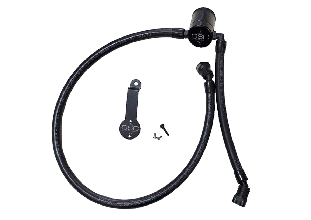 J&L 18-24 Jeep Wrangler JL 3.6L Driver Side Oil Separator 3.0 - Black Anodized - 3069D-B