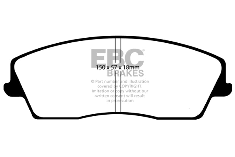 EBC 05-09 Chrysler 300 2.7 Ultimax2 Front Brake Pads - UD1056 for 2006-2023 Dodge Charger - front view