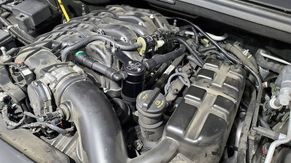 J&L 16-24 Dodge Durango / Jeep Grand Cherokee 3.6L Oil Separator 3.0 Passenger Side - Black Anod - 3074P-B