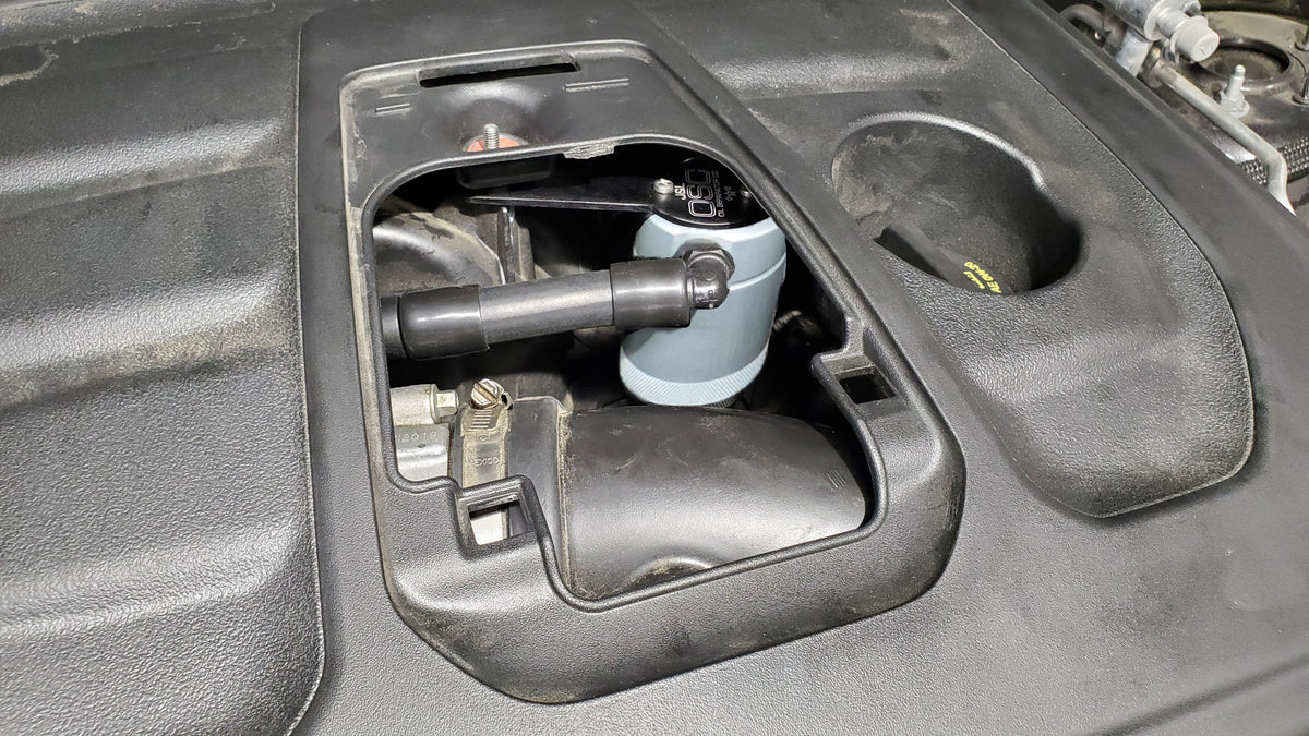 J&L 16-24 Dodge Durango / Jeep Grand Cherokee 3.6L Oil Separator 3.0 Passenger Side - Clear Anod - 3074P-C