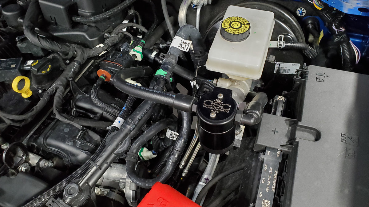 J&L 2021.5-2024 Ford Bronco 2.3L EcoBoost Oil Separator 3.0 Passenger Side - Black Anodized - 3075P-B