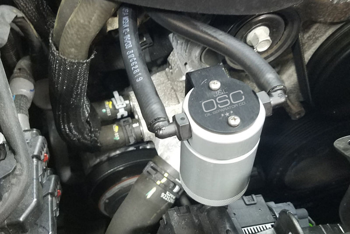 J&L 16-17 Chevrolet SS 6.2L Passenger Side Oil Separator 3.0 - Clear Anodized - 3083P-C