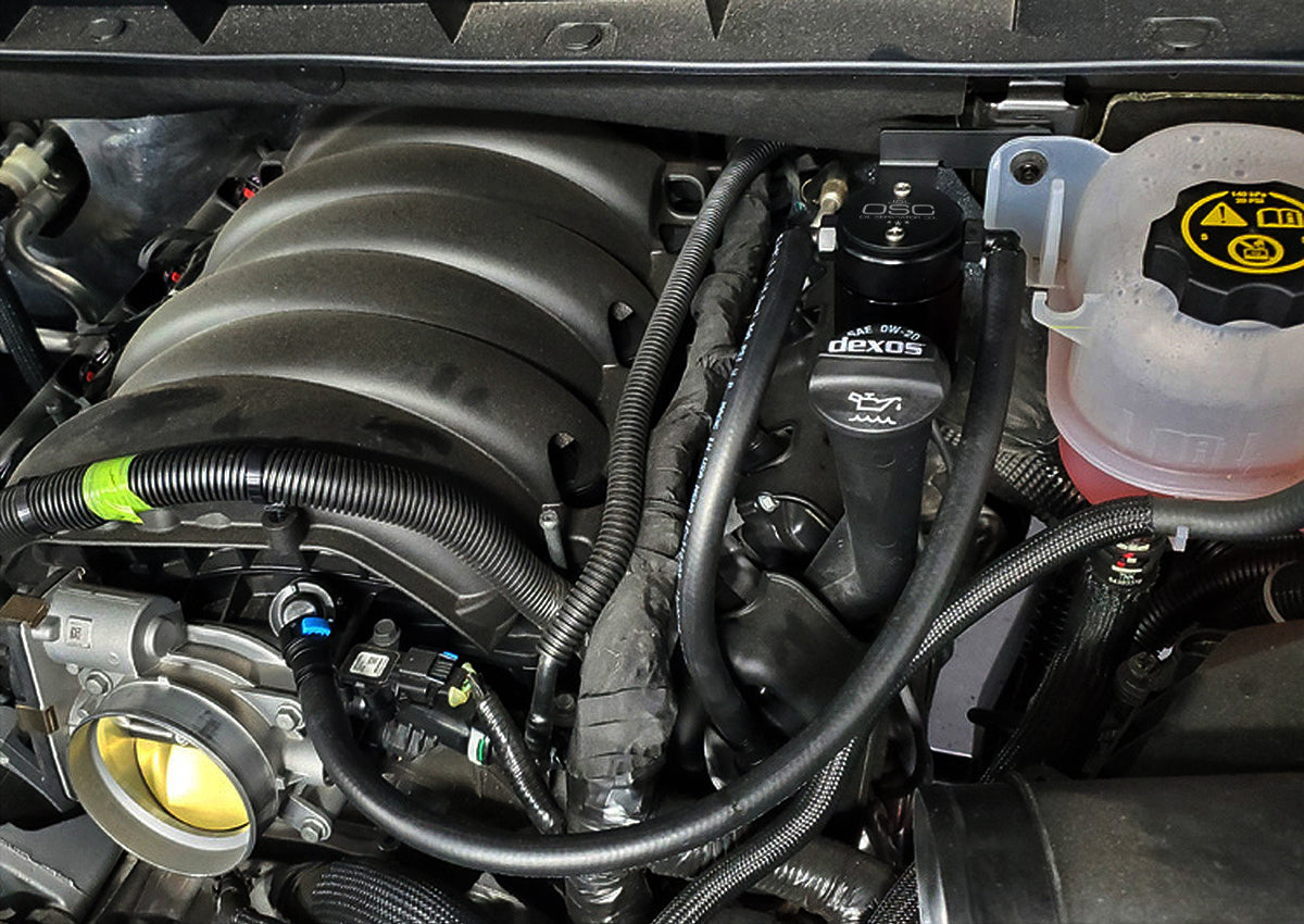 J&L 19-25 Chevrolet Silverado/GMC Sierra 1500 5.3L V8 Driver Side Oil Separator 3.0 - Black Anod - 3086D-B